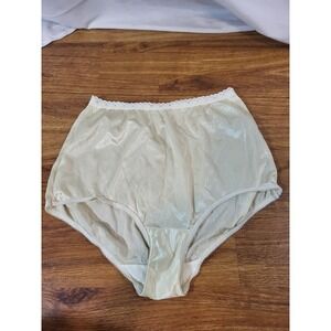 MYONNE VTG PANTIES Silky NYLON Ivory Lace USA High Cut 70's 7 L